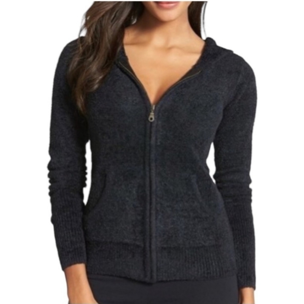 Barefoot DREAMS Bamboo Chic Lite Black Full Zip Hoodie US Sz S